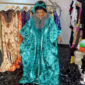 Robes décontractées de style africain femme robe lâche banquet de printemps d'été Vestido avec écharpe bling perle maxi