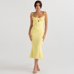 Casual jurken ahagaga mode solide kleur sexy riem jurk