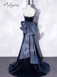 Vestidos informales ailigou 2024 El elegante vestido de noche de lujo de las mujeres Cóctel Cóctel Sexy Bow Diamond Polar Ball