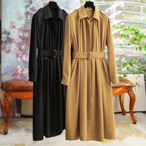 Vestidos informales Alsey Alsey Inglaterra Tada suelta la corbata Ladies Cabapa de zanjadas Otoño Invierno Botones de altura larga Jackita de solapa