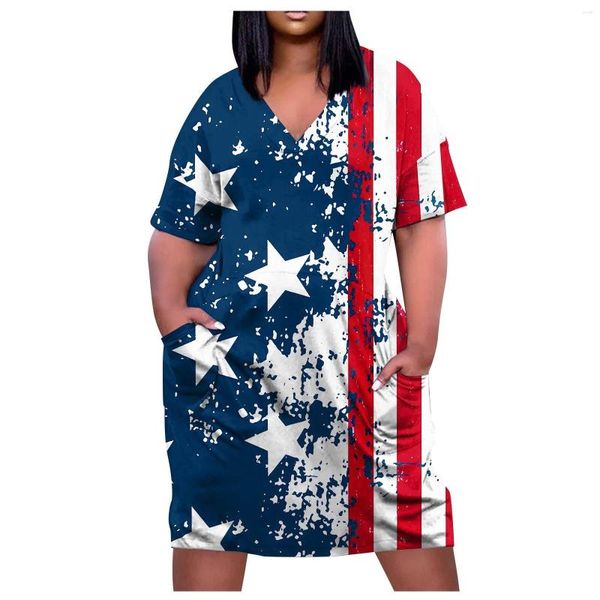 Robes décontractées drapeau américain femmes mode robe Sexy élégant africain Midi Usa fête soirée robe d'été Vintage