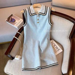 Casual jurken Amolapha Tweed Patchwork Mini Dress Fashion Esthetic Club Party Frocks For Women Sexy Mouwess Outfits Comfortable en Breathable2024