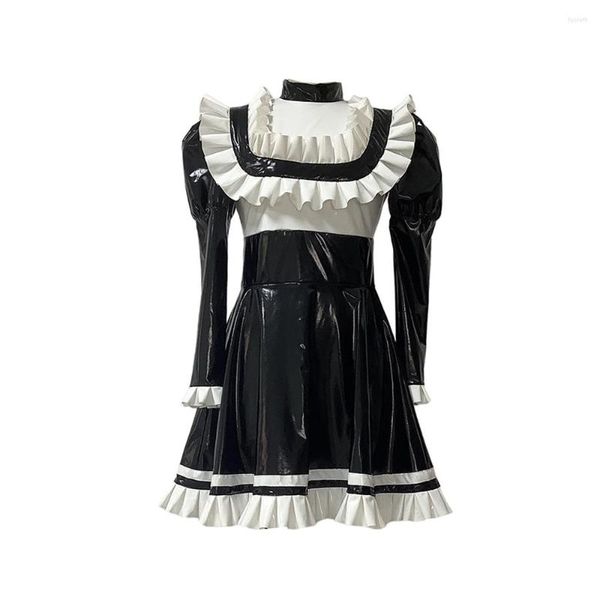 Robes décontractées Anerotic Sissy Costume Vente Maid Lolita PVC Robe Français Uniforme Cosplay Vêtements Outfit Anime 7XL