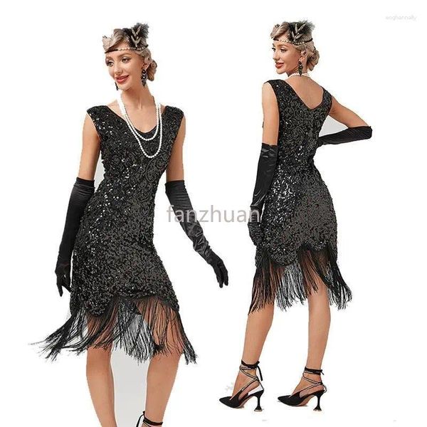 Vestidos casuales Llegadas Moda Mujer 1920s 30S Lentejuelas con flecos Flapper Gatsby Vestido de cóctel Boda Formal 20s Lady Party