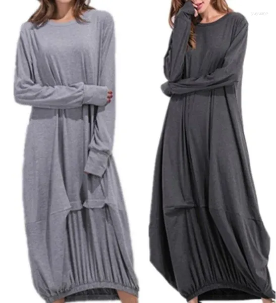 Robes décontractées automne et hiver robe pour femme à manches longues col rond t-shirt jupe lanterne