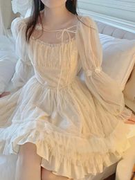 Casual jurken herfst abricot Japanese stijl lange mouw vintage y2k mini jurk dame Koreaanse lolita kawaii one stuk vrouwen
