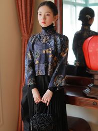 Casual jurken herfst Chinese stijl traditionele hanfu top print cheongsam oosters blouse elegante festival feestjurk qipao pd 230331