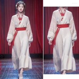 Casual Jurken Herfst Chinese Stijl Vrouwen Sweaterwear 2024 Verbeterde Hanfu Witte Gebreide Trui Jurk Elegante Zachte Party Vestidos