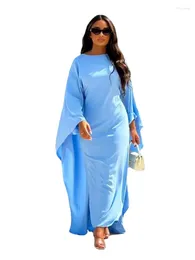 Robes décontractées automne mode couleur unie robe de soirée femmes musulmanes col rond taille haute grande balançoire longue élégante