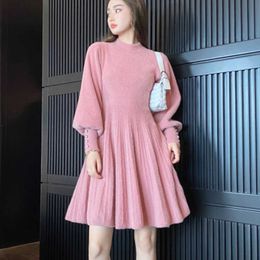 Casual jurken herfst winter chique trui jurk 2022 Koreaanse mode schattige vintage kleding downy zachte warme vestidos mujer parelmouw y2302