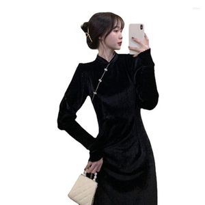 Casual jurken herfst winter mode elegante retro dames 2023 lange mouw Franse temperament vrouwen vestidos nbh423