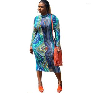 Vestidos informales Outumn Winter Fashion Fashion Fashion Codycon Midi Vestido Mujer Vestida de manga larga Slim