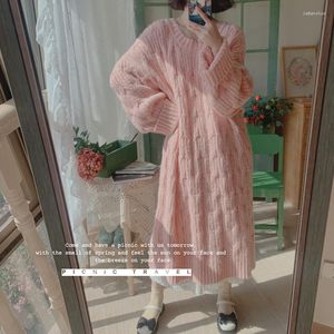 Robes décontractées Automne Hiver Japonais Mori Girl Robe douce Lâche Large Pull Tricoté Pull Laine Femmes Chaud Thermique Bas Robe