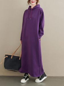 Robes décontractées automne hiver grande taille femmes sweat à capuche long manches épaisses robe ample