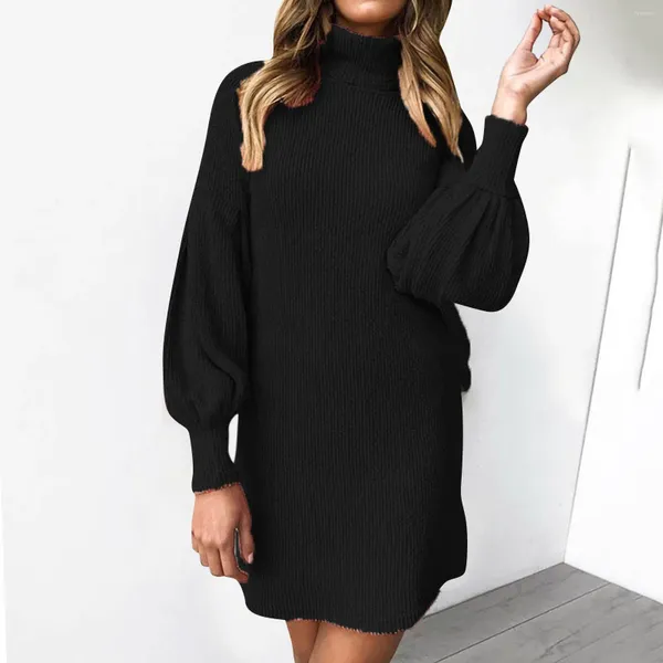 Vestidos informales Outumn Winter Turtleneck Sweater Dress Ladies Jumper Jumper Mini Formal Free For Women Manga larga