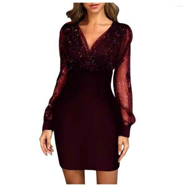 Vestidos casuales Otoño Invierno Wonen Lentejuelas Sexy 2023 Verano Mujer Negro Retro Elegante Fiesta Culb Vestido Estilo