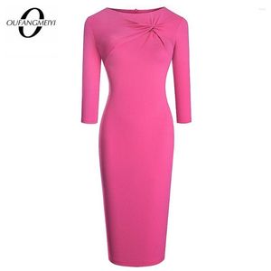 Casual jurken herfst vrouwen stijlvolle solide kleur met knoop elegante formele zakelijke kantoor bodycon jurk EB608