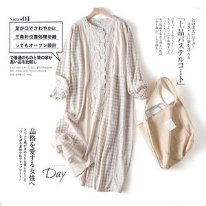 Robes décontractées Automne Femmes Robe Japon Style Coton et Lin Mori Fille Broderie Col Montant Manches Longues Lâche