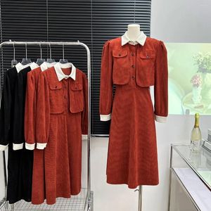 Robes décontractées Automne Femmes 2024 Style français manches longues hiver riche maison précieuse fausse fille Kafuu une robe de costume entière