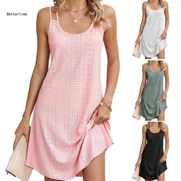 Robes décontractées B36d Stracles Flowy Swing Robe Beach CoverUps Sans manches couches une ligne Midi