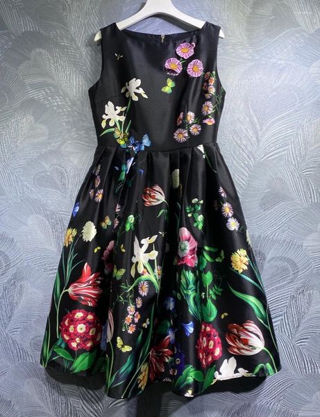 Robes décontractées robe de bal robe 2023 printemps été fête événement femmes papillon imprime taille haute sans manches noir coton qualité