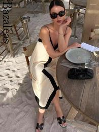 Casual jurken Bazaleas Store Traf Chic zomer dames wit zwart lange jurk elegante ambtenaar