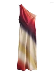 Casual jurken Bazalea's Tie Dye Asymmetrische lange jurk Diagonale kraag A-lijn Chic Feest voor dames Officiële winkel