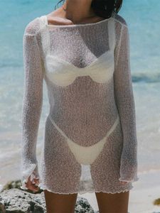 Robes décontractées Beach Cover Up Femmes Beachwear Tulle Robe de plage transparente Summer Swim Ladies Maillot de bain Cover Up Bikini blanc Cover Up 2023 J230602