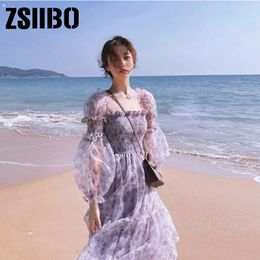 Casual Jurken Strand Bloemen Vrouwelijke Partij Koreaanse stijl kleding Vintage Vero Brandy Accessoire Robe Punk Top Vrouwen Elegante Jurk Mouw