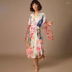 Casual Jurken Strand Kimono voor Vrouwen Peo Gedrukt Badpak Cover Up Self Belted Wrap Seaside Badpakken Beachwear 2VYV