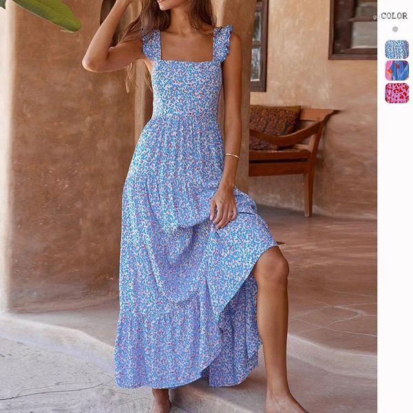 Robes décontractées Robe de sortie de plage boho vêtements chic coréens pour les femmes été 2024 robes de salle de bain tunique Bohème Camisole coule