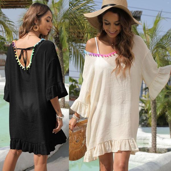 Robes décontractées Beach Resort Smock avec des franges colorées et une robe ample en Europe Amérique