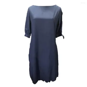 Vestidos casuales Mangas de correa con cuentas Vestido suave transpirable Longitud de la rodilla de las mujeres Midi con hueco hacia fuera tres cuartos para las mujeres de la señora