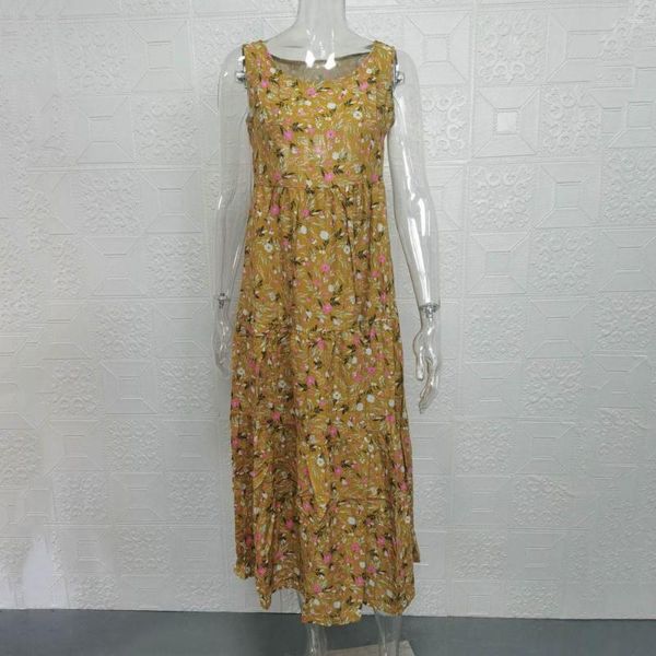 Vestidos casuales hermoso verano maxi vestido flor impreso patchwork patrón floral dama jersey mujer ropa