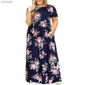 Casual jurken grote size jurk dames zomer groot formaat korte mouw afdrukken slijtage-resistente lange jurk plus size dikke mm dames kleding maxi jurk l230520