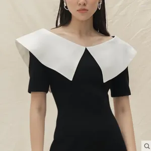 Casual jurken Big Turn Down Collar Penci Dress Black Elegant Party Office Women 2023 Ladies Package Hip