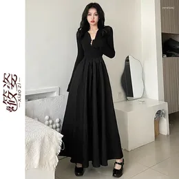 Vestidos casuales Media cremallera Negra con estilo de diseño de Slim Long Skirt Plus Salled ES Vestidos Women Vestido
