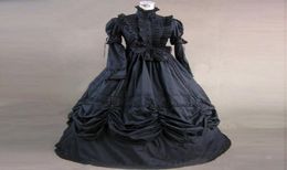 Robes décontractées Noir À Manches Longues Gothique Période Victorienne Parti Princesse Robe Rétro Coton Cour Européenne Robes De Bal Costume Pour H2992668