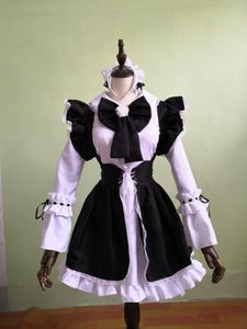 Casual jurken Zwart Witte Lolita Gothic Style Dress groot formaat S-3XL Maid Outfit Classic Clothing Ladies Party Stage kostuum
