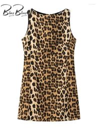 Vestidos informales Blingblingee Y2K ROBES ultra delgadas Mujeres estampadas de leoparde