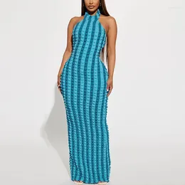 Casual jurken blauw halter-maïs maxi-jurk dames 2023 lente zomer effen kleur strak sexy streetwear drop groothandel nr.825