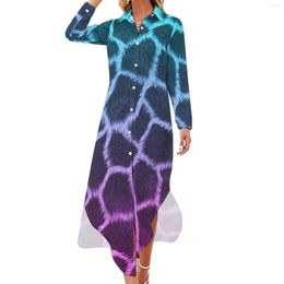 Casual jurken blauw roze giraf chiffon jurk dieren print trendy esthetiek vrouwelijk sexy ontwerpvestido big size 4xl 5xl