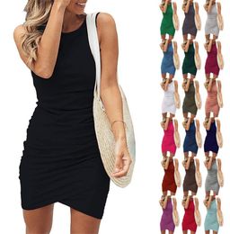 Robes décontractées Bodycon Party Night Club Lady Outwear Mini Sangle sans manches Tank Sundress Femmes élégantes Robe d'été