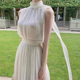 Casual jurken bodycon sexy feest satijnen zijden y2k witte jurk voor vrouwen korte mouw een schouder high split bandage lang 2022 zomermasual