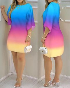 Casual Jurken Bohemen Stijl Vrouwen Jurk 2023 Zomer Mode Print Ronde Hals Half Seleeve Mini Strand Holiaday High Street vestidos