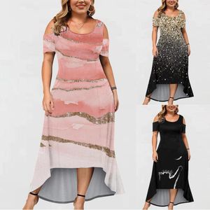 Vestidos casuales Boho estampado Floral elegante trajes de verano para mujeres 2023 frío cuello redondo de talla grande Vestidos para ocasiones formales