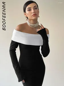 Robes décontractées bofeenaa noir off épaule corpon long pour femme hiver mode élégante robe de soirée sexy tenues de fête C95-CE47