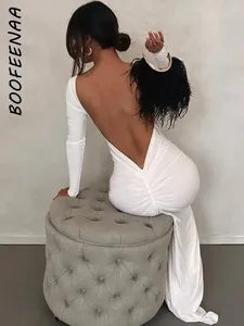 Robes décontractées bofeenaa plissée à manches longues à manches longues robe maxi pour les femmes d'anniversaire noirs blancs de soirée élégante fête C15-BI37