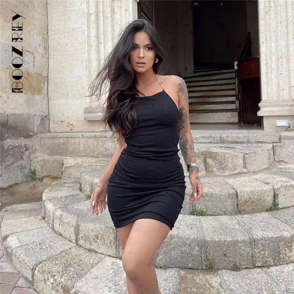 Vestidos casuales boozrey nwe sexy brillante mini mujeres sin espalda hipster sospecher vestido de la fiesta de la fiesta de la club nocturna femenino 2024