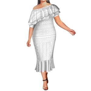 Casual jurken Adem op maat op aanvraag Dubbele sjaalmermermermaid Jurk Polynesische etnische stijl Melk zijdevissenstaart voor witte zondagcasual